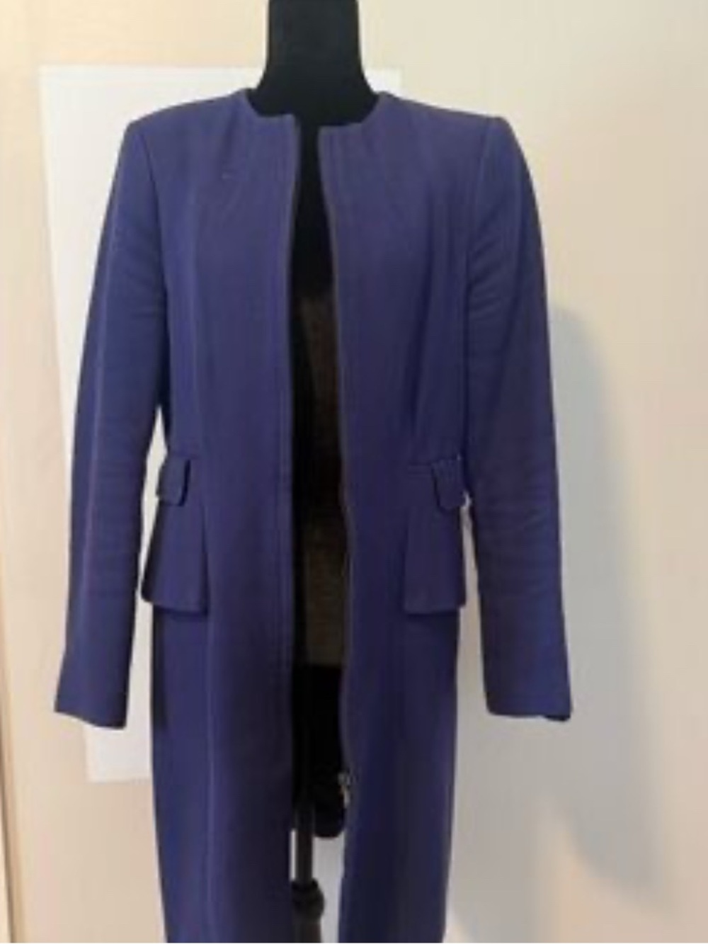 Zara Long Collarless Trench Coat Size L